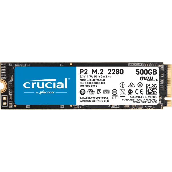 Crucial P2 500GB, PCIe, M.2 2280, NVMe, SSD [CT500P2SSD8] (безплатна доставка)